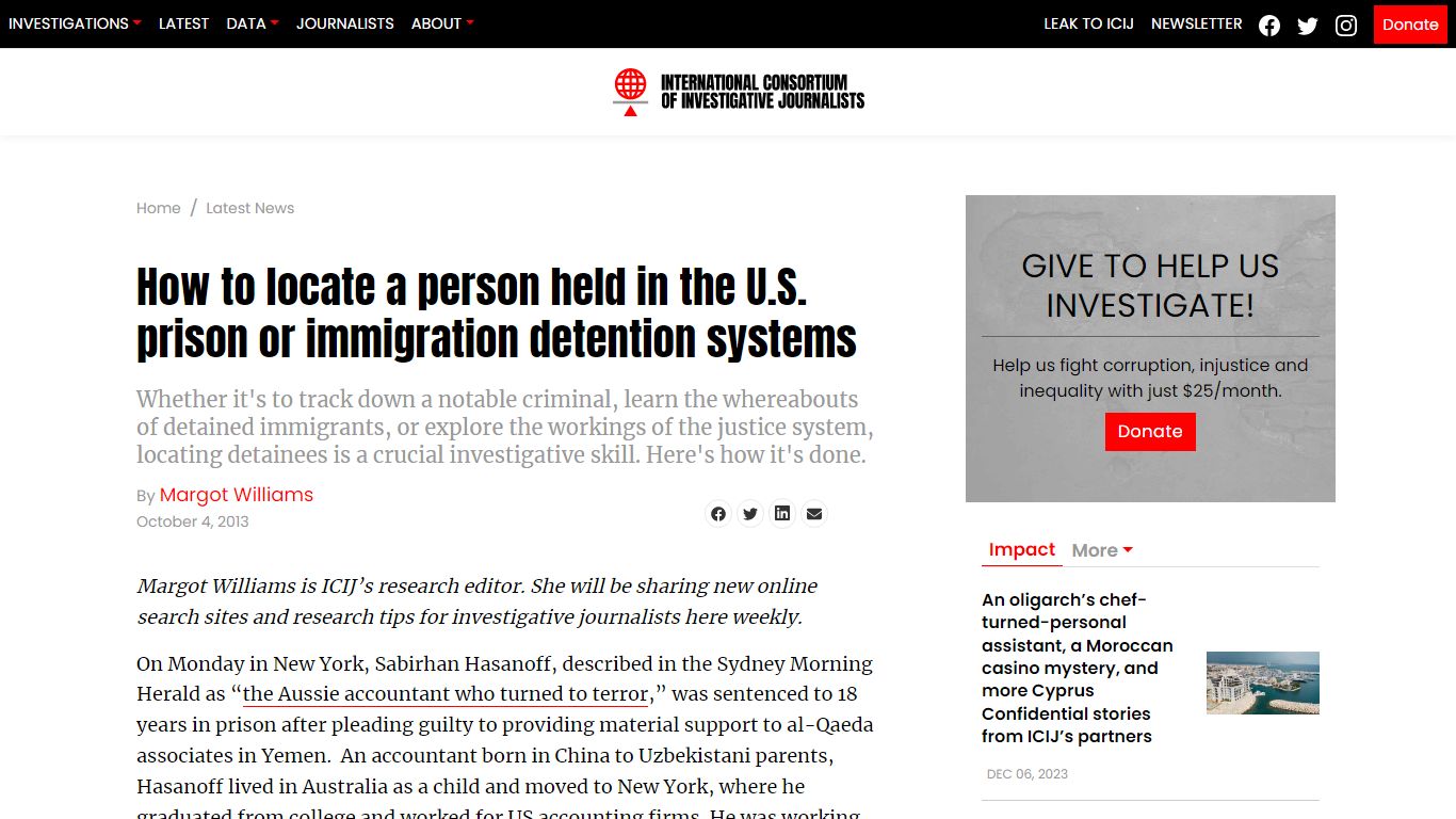 How to locate a person held in the U.S. prison or immigration ... - ICIJ